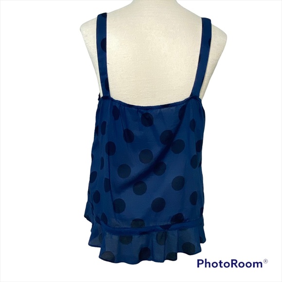 Old Navy Blue & Black Polka Dot ruffle tank size XL - Picture 3 of 10